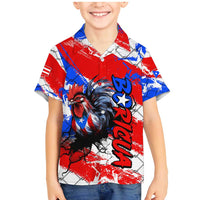 Boricua Pride Rooster Flag Puerto Rico Family Matching Mermaid Dress and Hawaiian Shirt