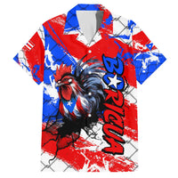 Boricua Pride Rooster Flag Puerto Rico Family Matching Off The Shoulder Long Sleeve Dress and Hawaiian Shirt