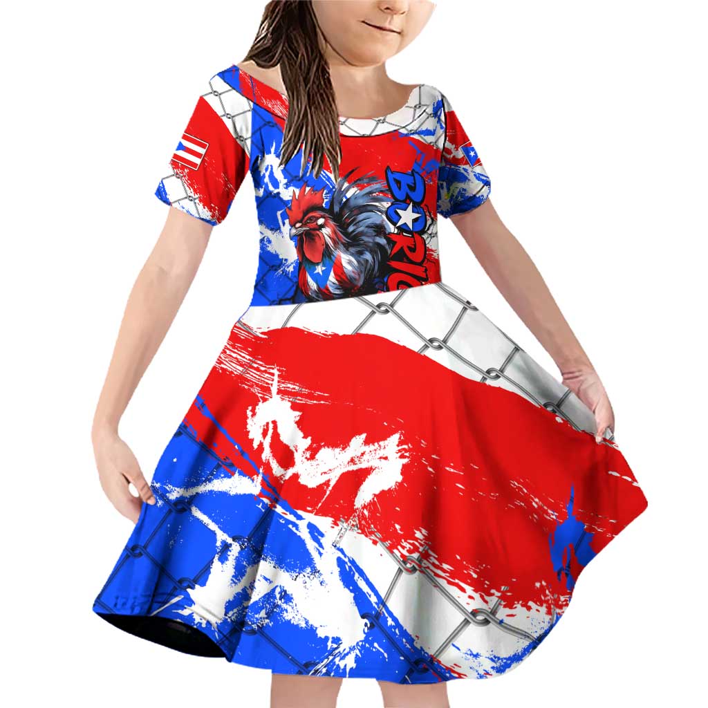 Boricua Pride Rooster Flag Puerto Rico Family Matching Off Shoulder Short Dress and Hawaiian Shirt