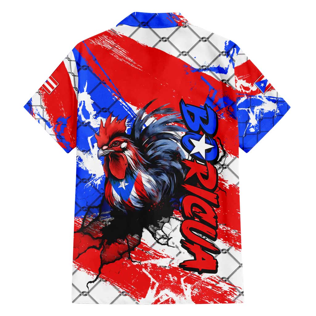 Boricua Pride Rooster Flag Puerto Rico Family Matching Off Shoulder Short Dress and Hawaiian Shirt