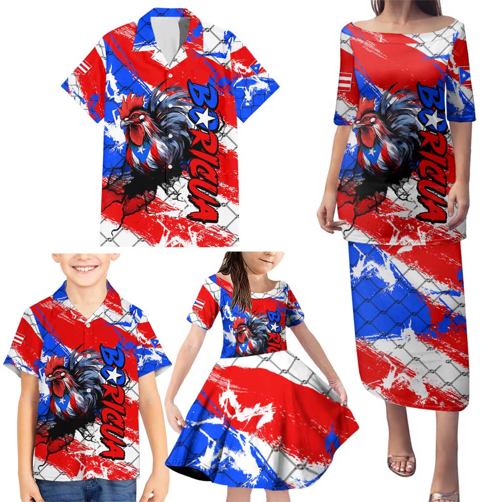 Boricua Pride Rooster Flag Puerto Rico Family Matching Puletasi and Hawaiian Shirt