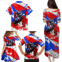 Boricua Pride Rooster Flag Puerto Rico Family Matching Puletasi and Hawaiian Shirt
