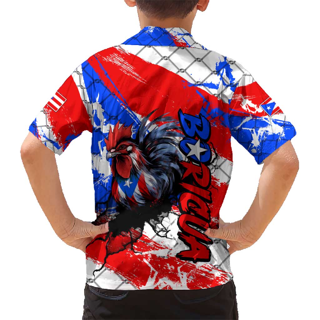 Boricua Pride Rooster Flag Puerto Rico Family Matching Short Sleeve Bodycon Dress and Hawaiian Shirt