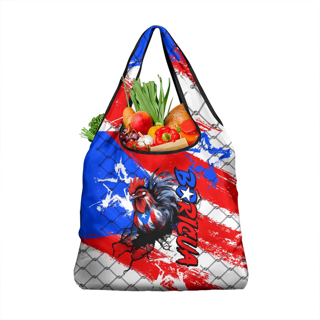 Boricua Pride Rooster Flag Puerto Rico Grocery Bag