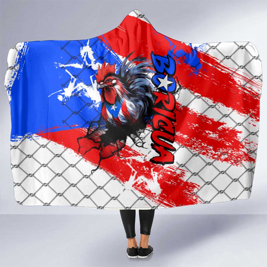 Boricua Pride Rooster Flag Puerto Rico Hooded Blanket
