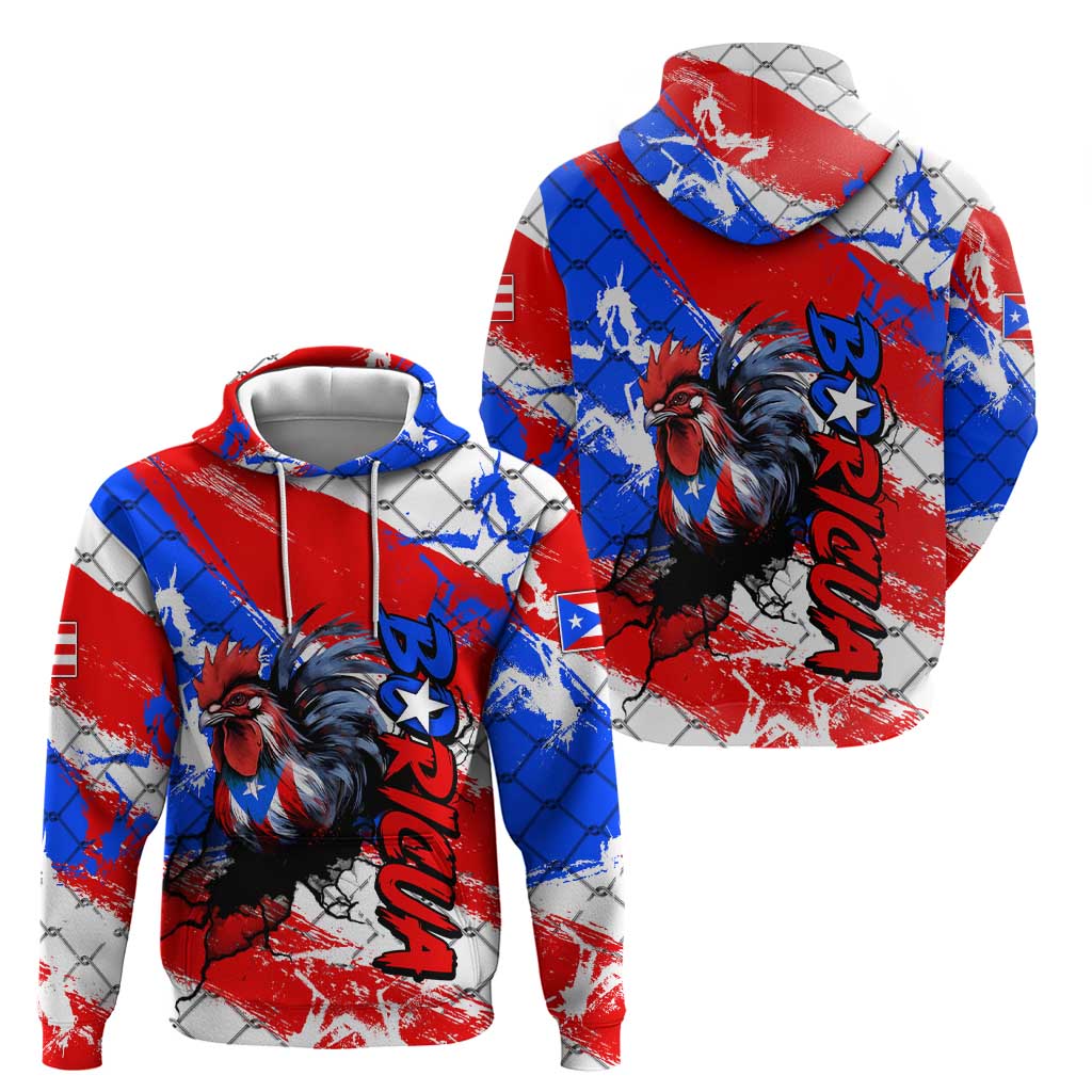 Boricua Pride Rooster Flag Puerto Rico Hoodie