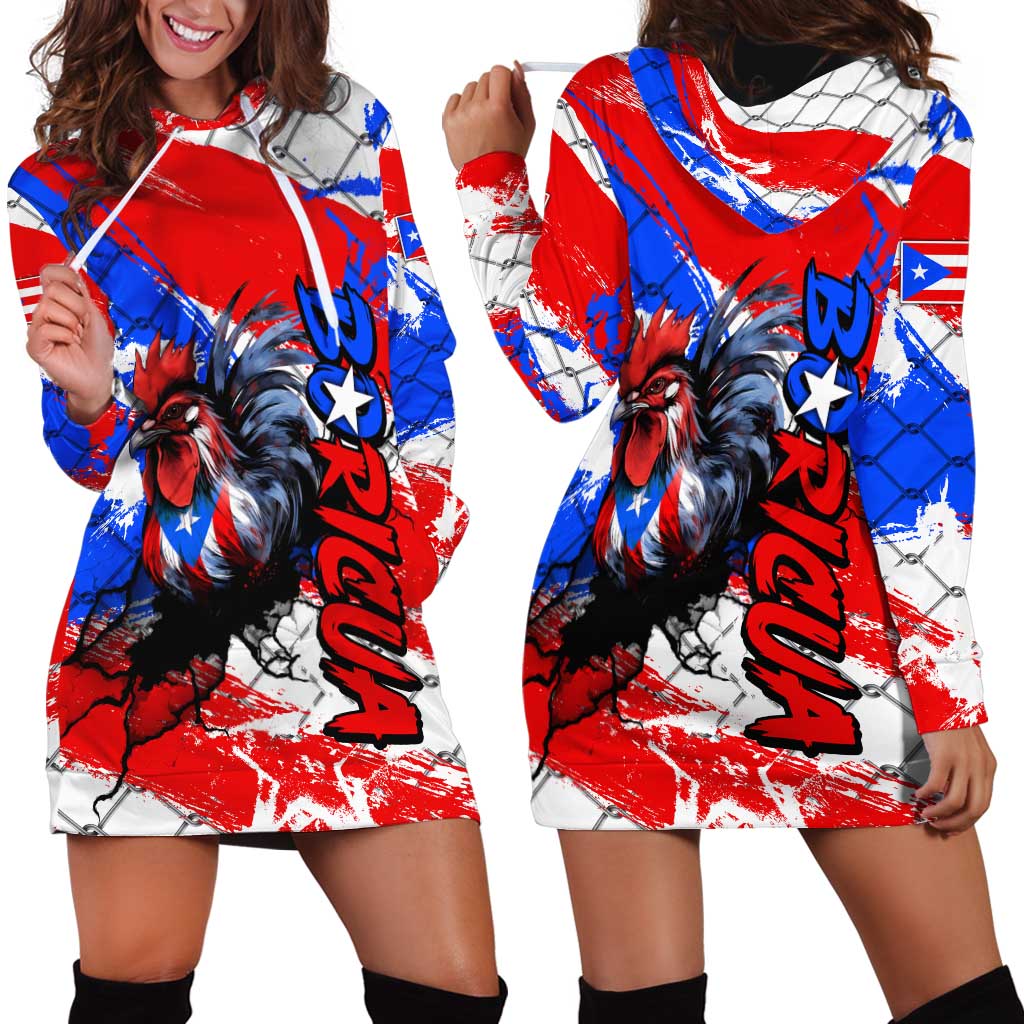 Boricua Pride Rooster Flag Puerto Rico Hoodie Dress