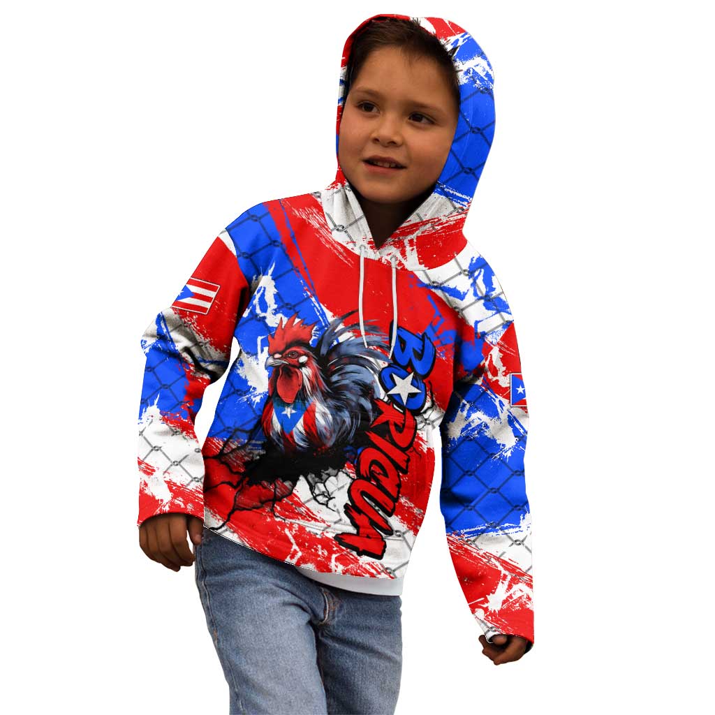 Boricua Pride Rooster Flag Puerto Rico Kid Hoodie
