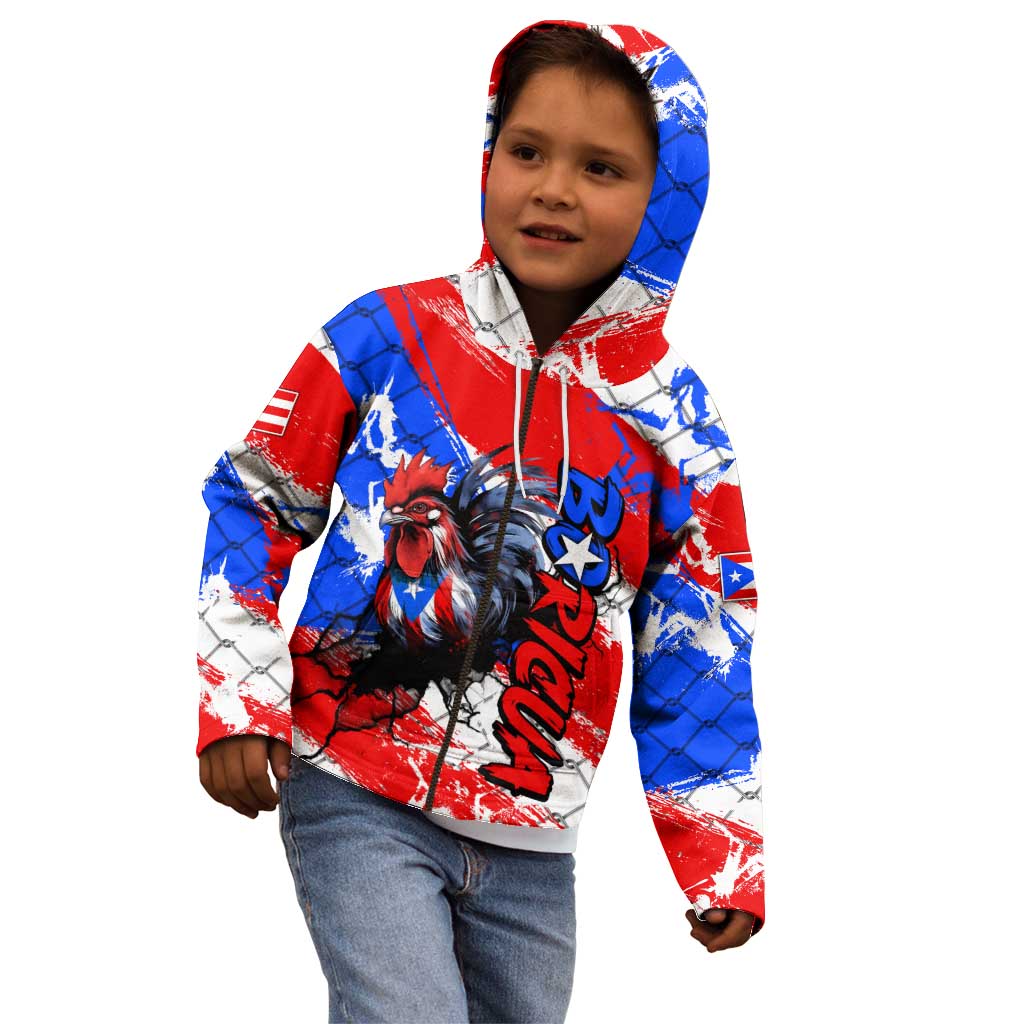 Boricua Pride Rooster Flag Puerto Rico Kid Hoodie