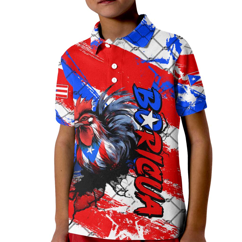 Boricua Pride Rooster Flag Puerto Rico Kid Polo Shirt
