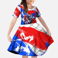 Boricua Pride Rooster Flag Puerto Rico Kid Short Sleeve Dress