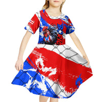 Boricua Pride Rooster Flag Puerto Rico Kid Short Sleeve Dress