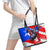 Boricua Pride Rooster Flag Puerto Rico Leather Tote Bag