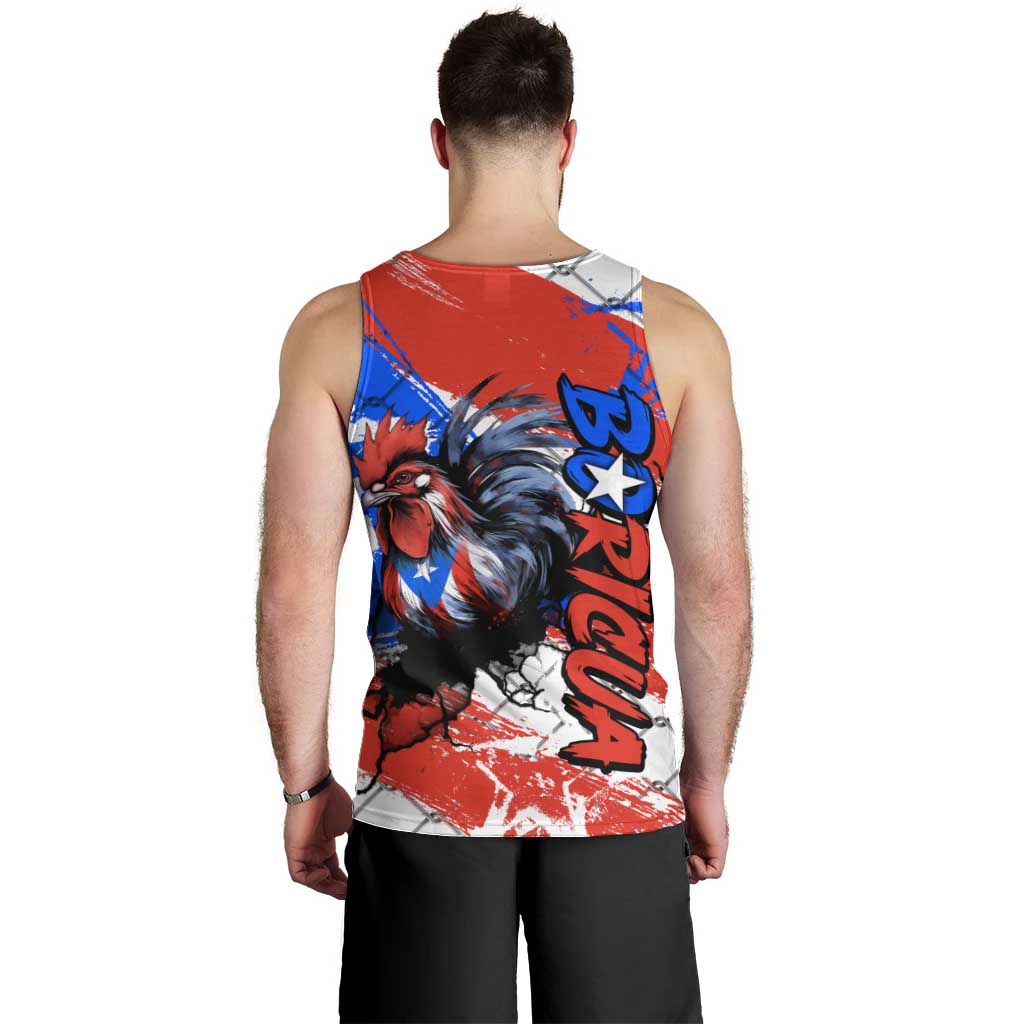 Boricua Pride Rooster Flag Puerto Rico Men Tank Top