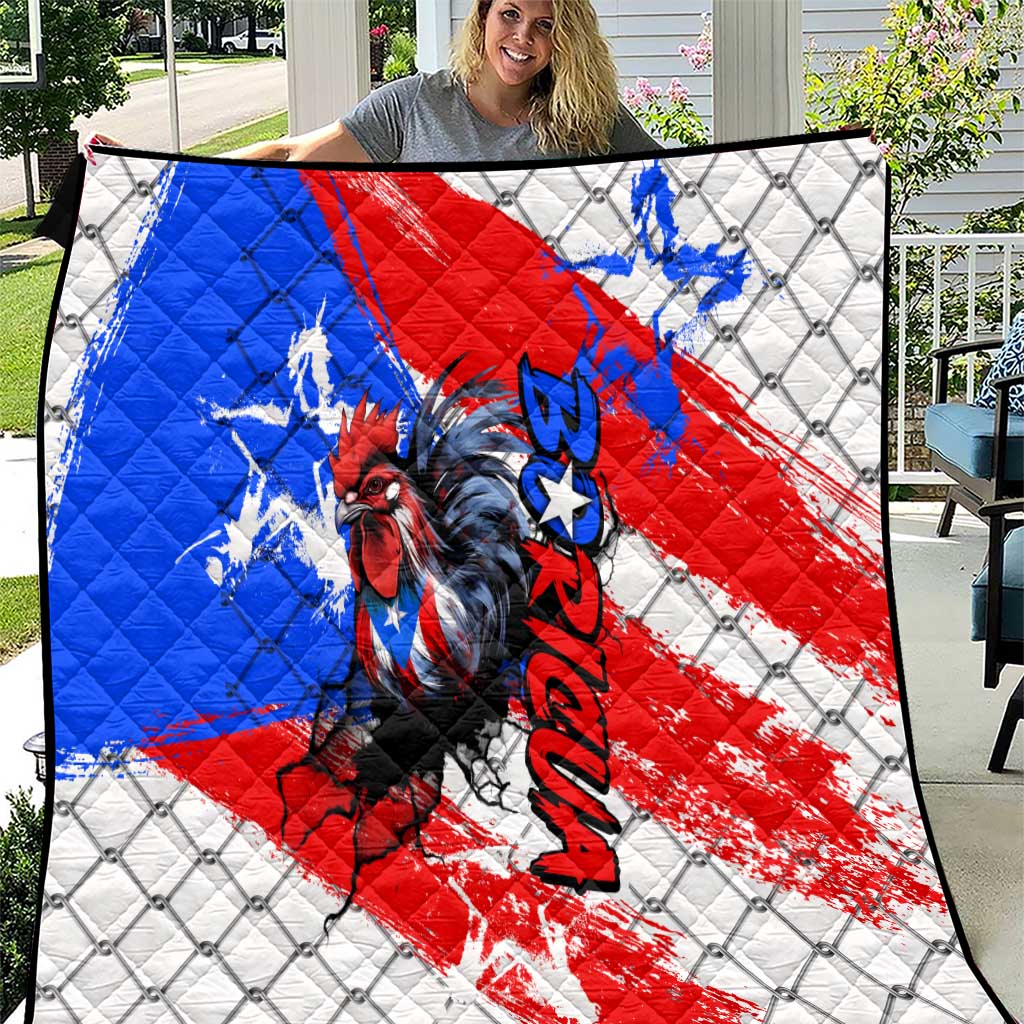 Boricua Pride Rooster Flag Puerto Rico Quilt