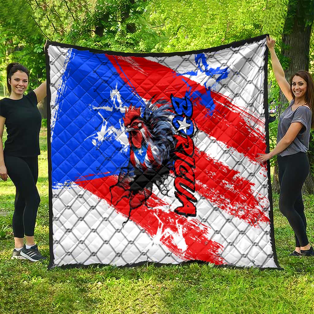 Boricua Pride Rooster Flag Puerto Rico Quilt