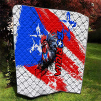 Boricua Pride Rooster Flag Puerto Rico Quilt