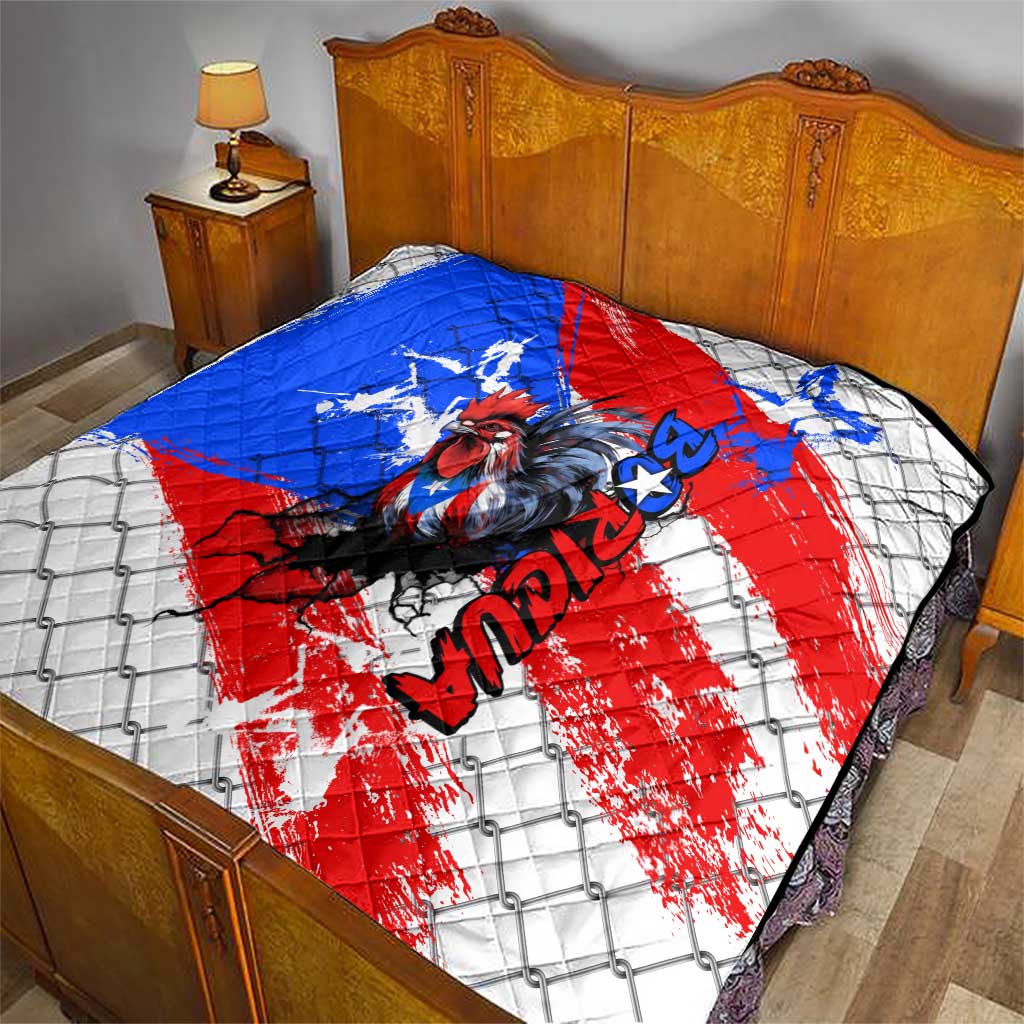 Boricua Pride Rooster Flag Puerto Rico Quilt