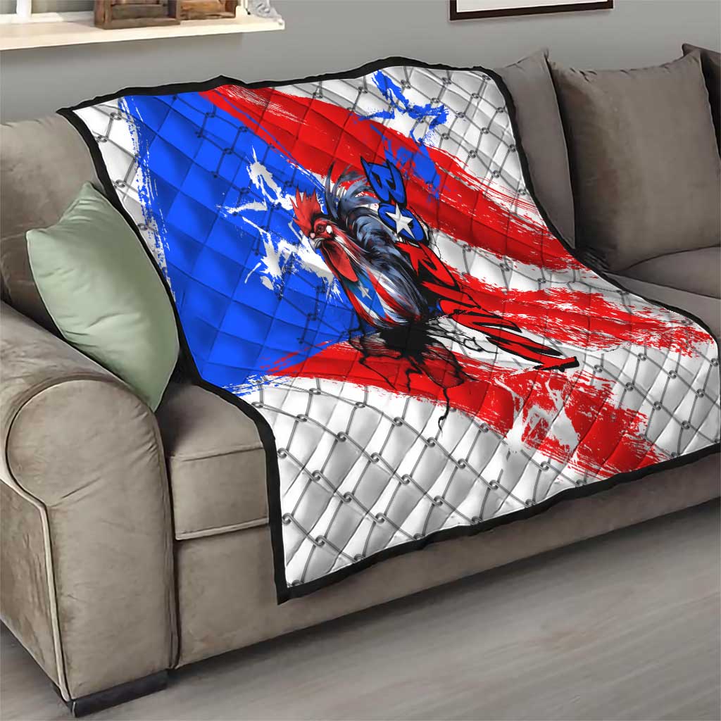 Boricua Pride Rooster Flag Puerto Rico Quilt