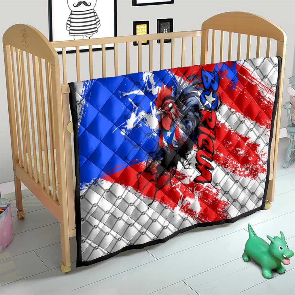 Boricua Pride Rooster Flag Puerto Rico Quilt