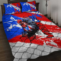 Boricua Pride Rooster Flag Puerto Rico Quilt Bed Set