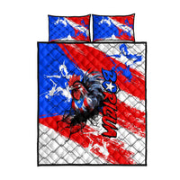Boricua Pride Rooster Flag Puerto Rico Quilt Bed Set