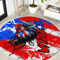 Boricua Pride Rooster Flag Puerto Rico Round Carpet