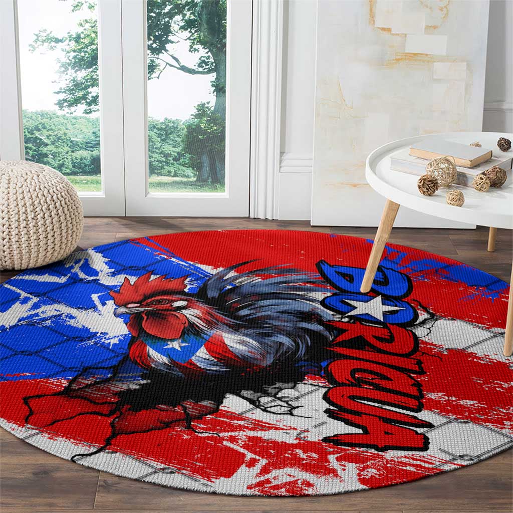 Boricua Pride Rooster Flag Puerto Rico Round Carpet