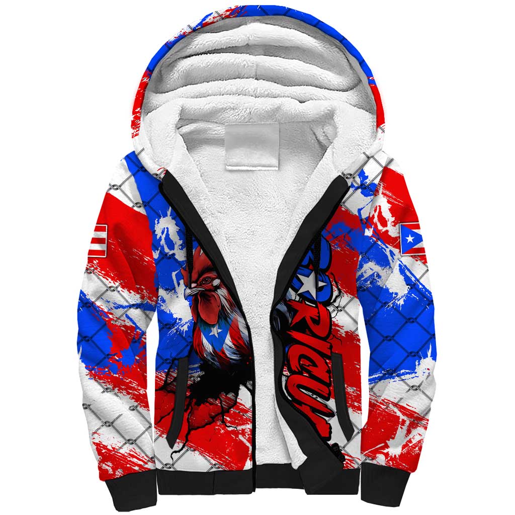 Boricua Pride Rooster Flag Puerto Rico Sherpa Hoodie