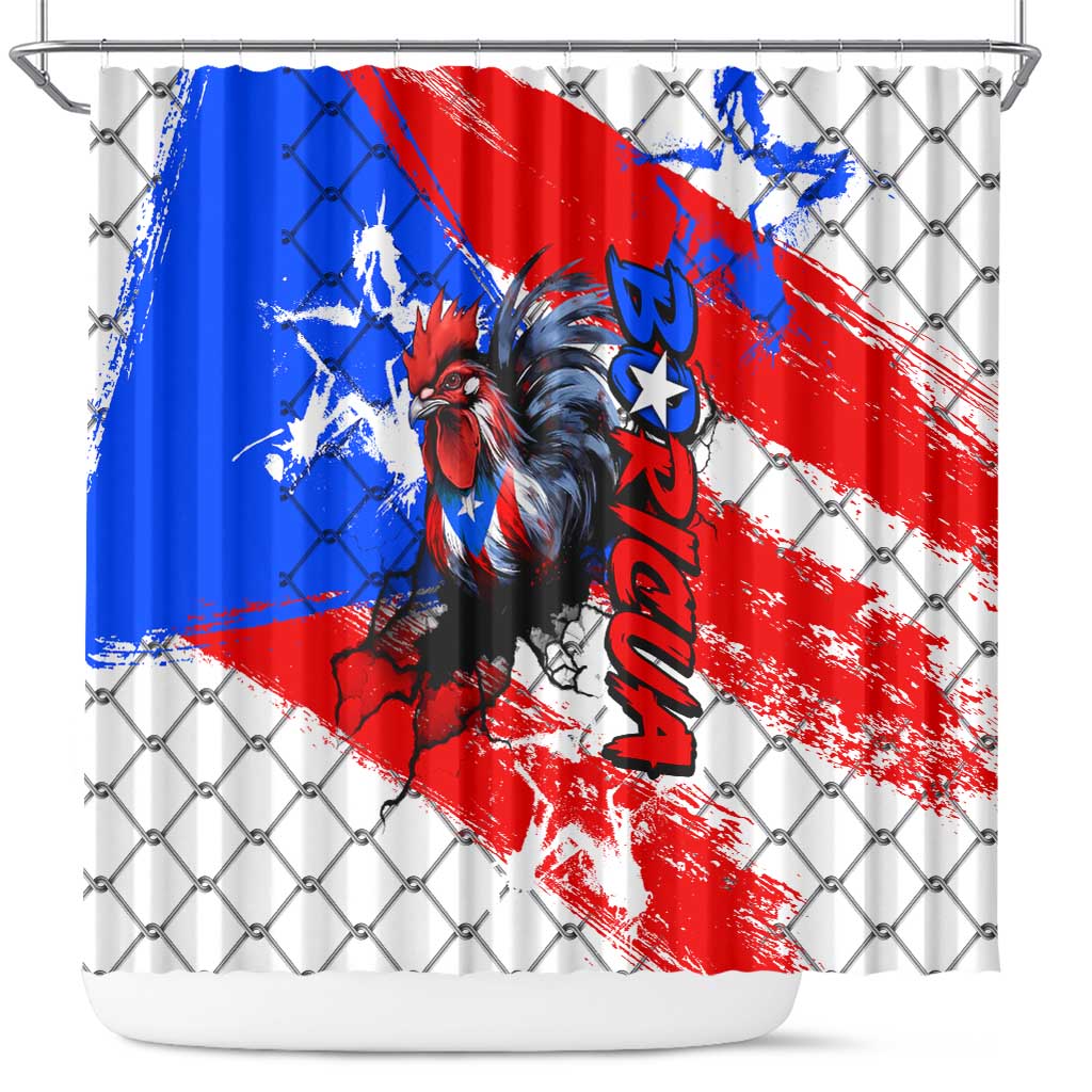 Boricua Pride Rooster Flag Puerto Rico Shower Curtain