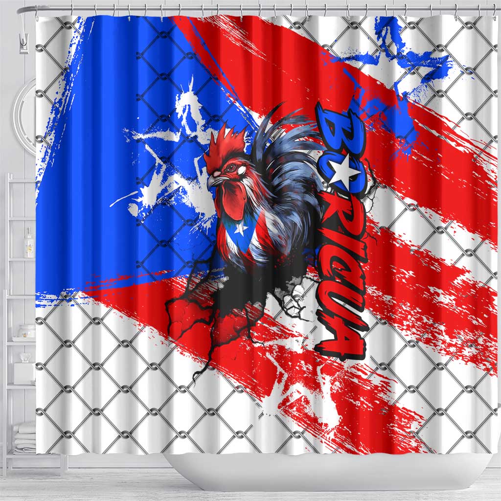Boricua Pride Rooster Flag Puerto Rico Shower Curtain