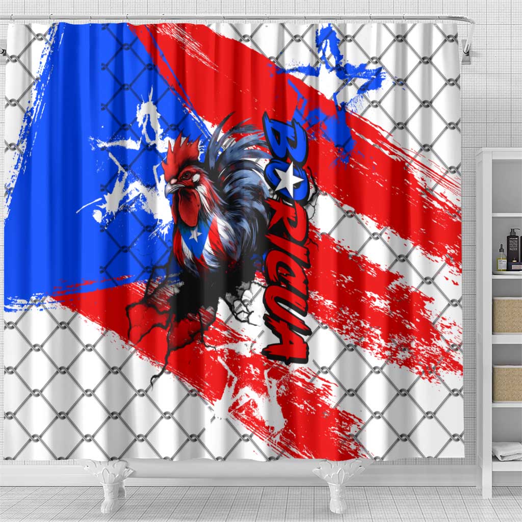 Boricua Pride Rooster Flag Puerto Rico Shower Curtain