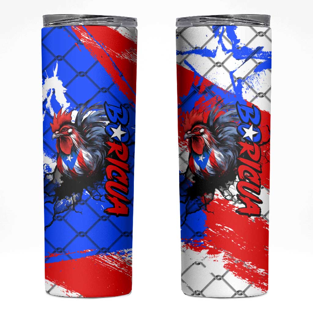 Boricua Pride Rooster Flag Puerto Rico Skinny Tumbler