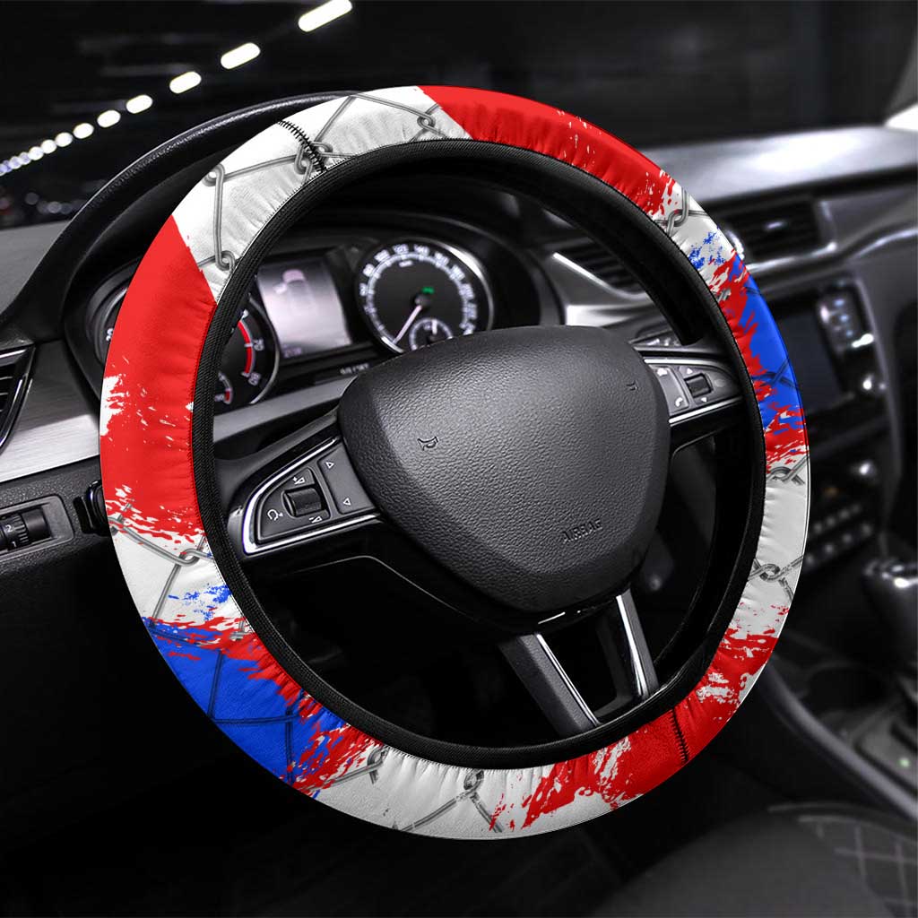 Boricua Pride Rooster Flag Puerto Rico Steering Wheel Cover