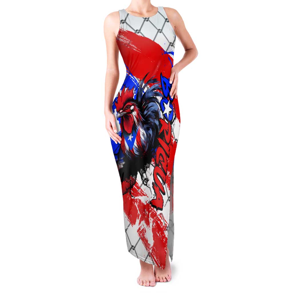 Boricua Pride Rooster Flag Puerto Rico Tank Maxi Dress