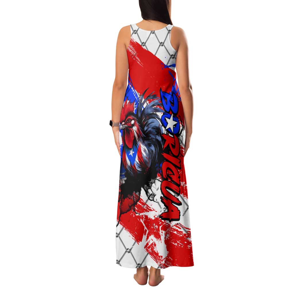 Boricua Pride Rooster Flag Puerto Rico Tank Maxi Dress