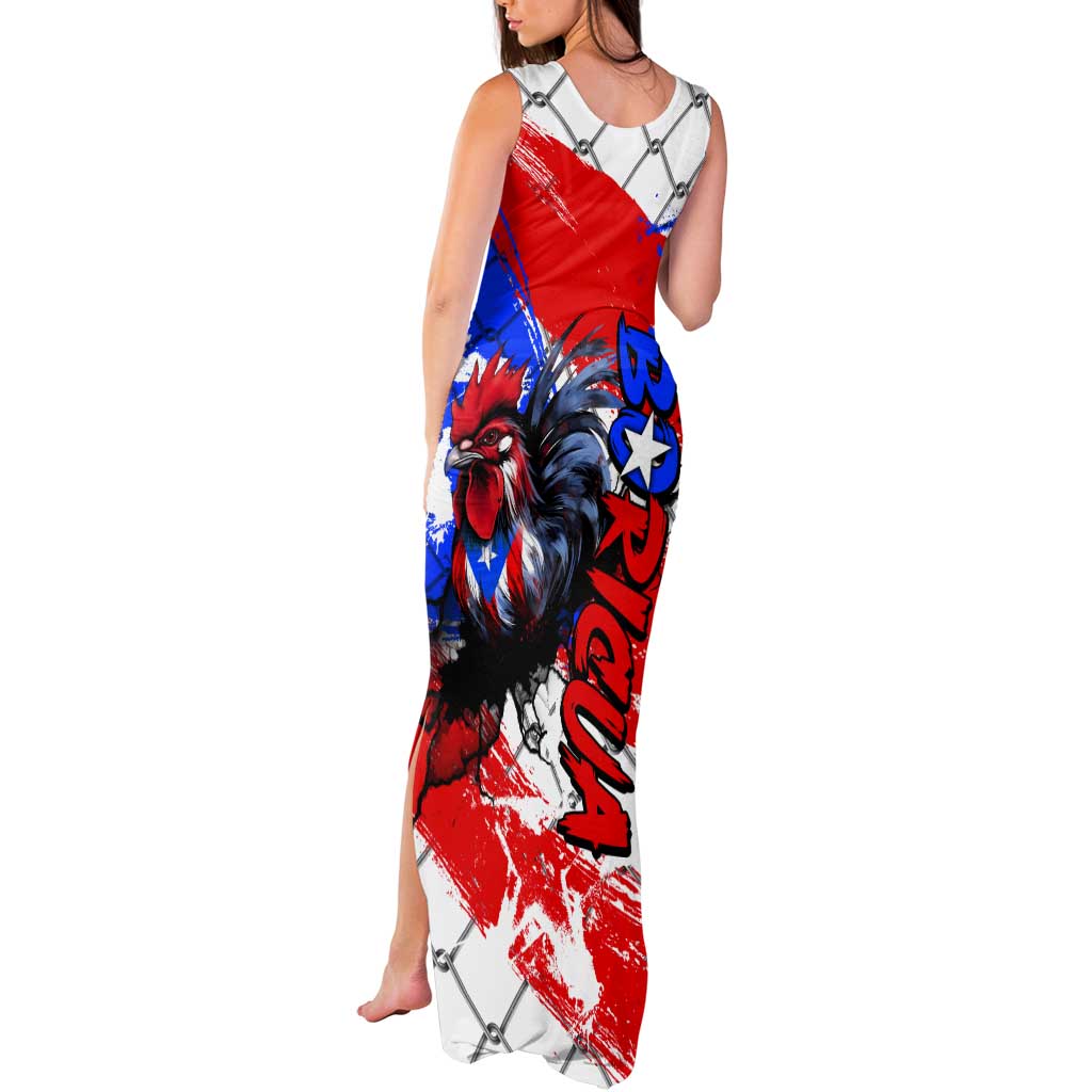 Boricua Pride Rooster Flag Puerto Rico Tank Maxi Dress
