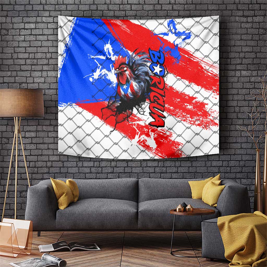 Boricua Pride Rooster Flag Puerto Rico Tapestry