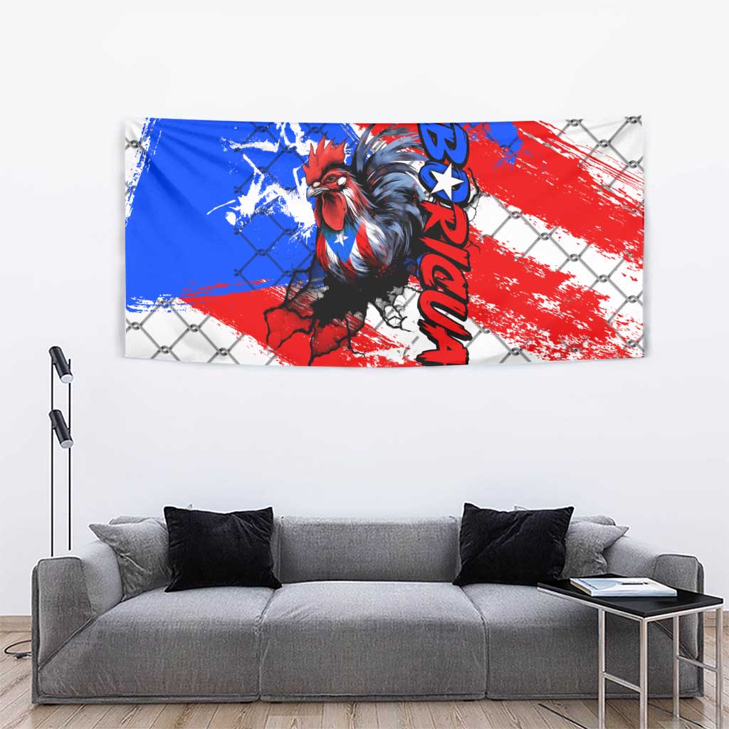 Boricua Pride Rooster Flag Puerto Rico Tapestry