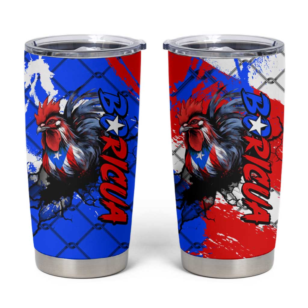 Boricua Pride Rooster Flag Puerto Rico Tumbler Cup