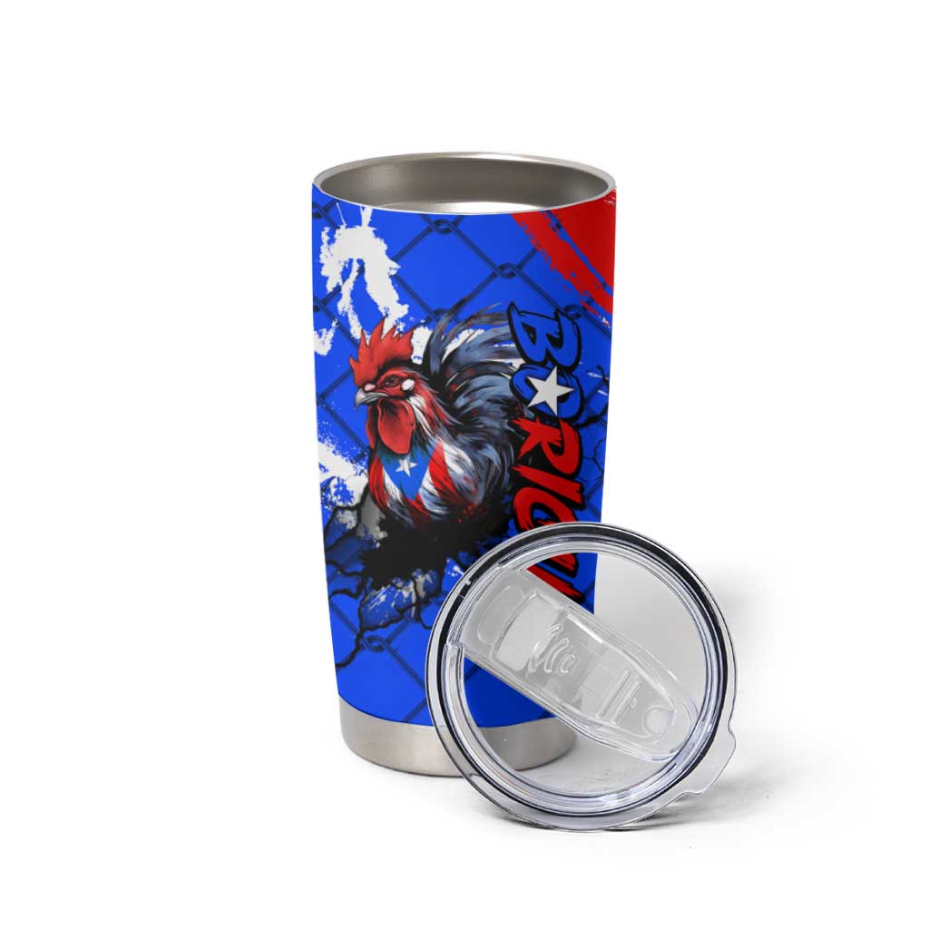 Boricua Pride Rooster Flag Puerto Rico Tumbler Cup