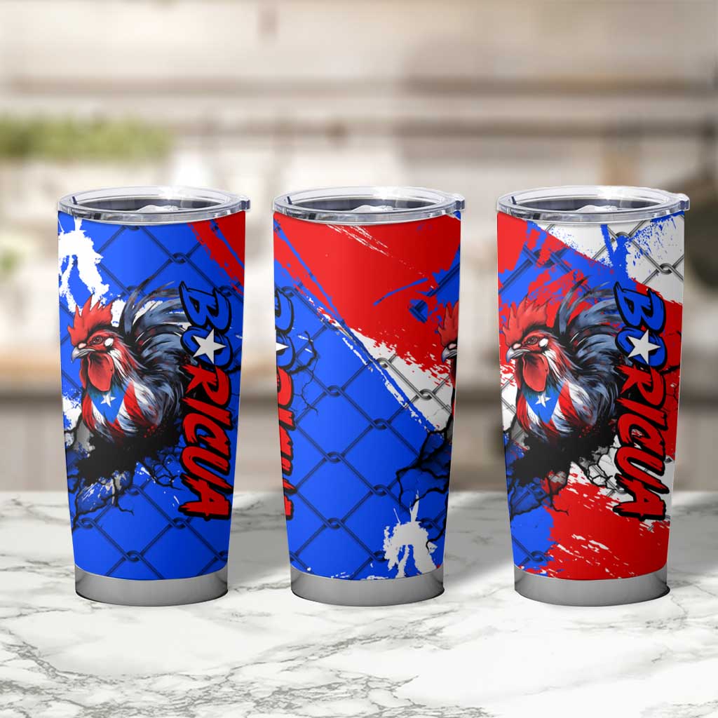 Boricua Pride Rooster Flag Puerto Rico Tumbler Cup