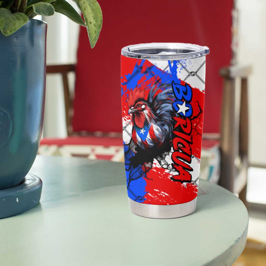 Boricua Pride Rooster Flag Puerto Rico Tumbler Cup