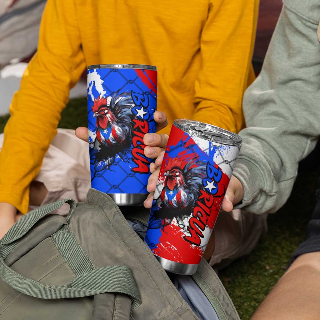 Boricua Pride Rooster Flag Puerto Rico Tumbler Cup