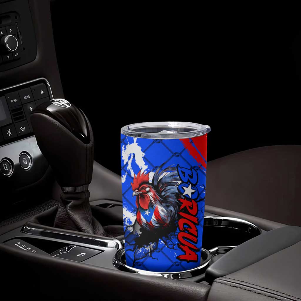 Boricua Pride Rooster Flag Puerto Rico Tumbler Cup