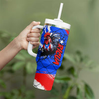 Boricua Pride Rooster Flag Puerto Rico Tumbler With Handle