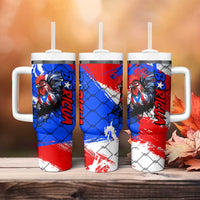 Boricua Pride Rooster Flag Puerto Rico Tumbler With Handle