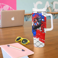 Boricua Pride Rooster Flag Puerto Rico Tumbler With Handle