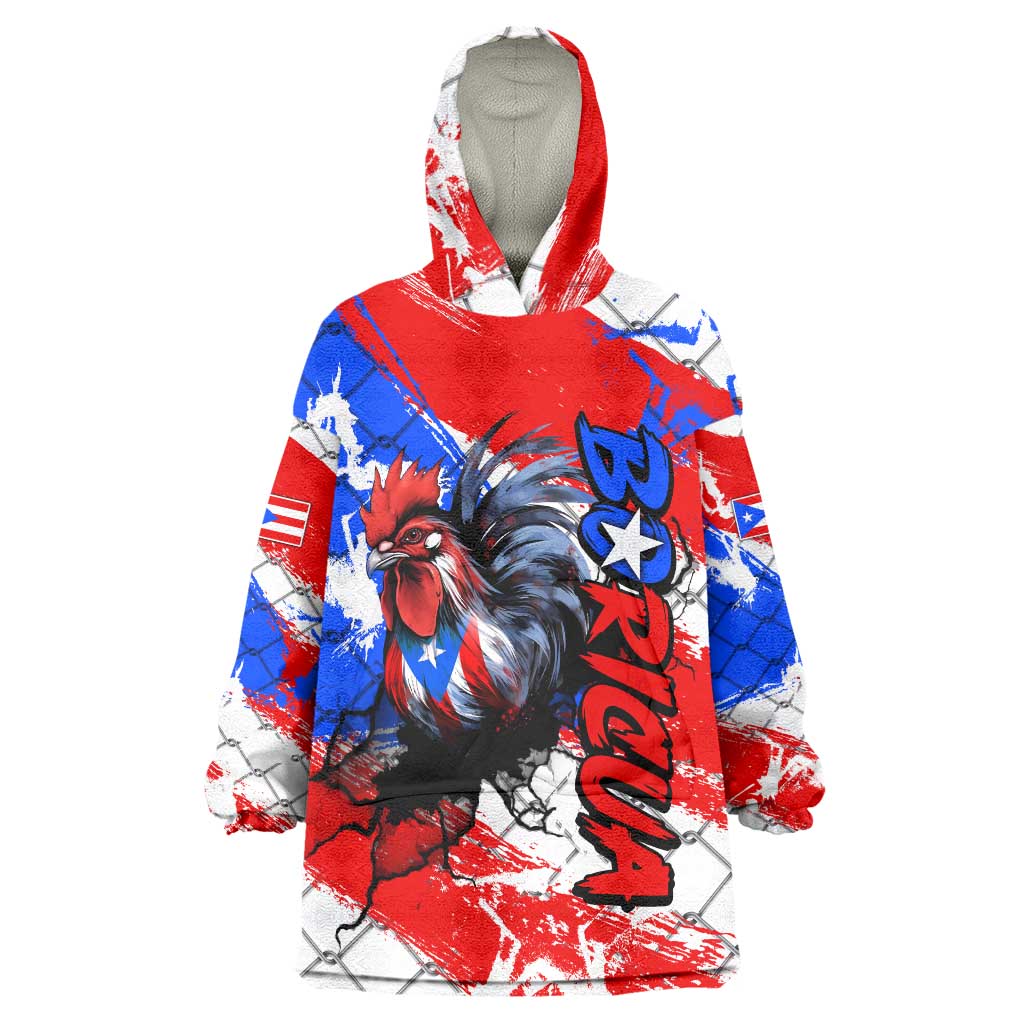 Boricua Pride Rooster Flag Puerto Rico Wearable Blanket Hoodie