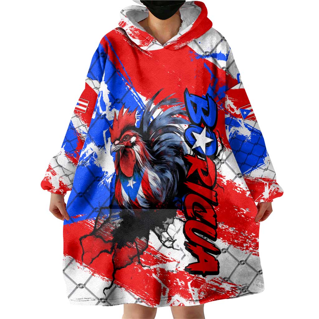 Boricua Pride Rooster Flag Puerto Rico Wearable Blanket Hoodie